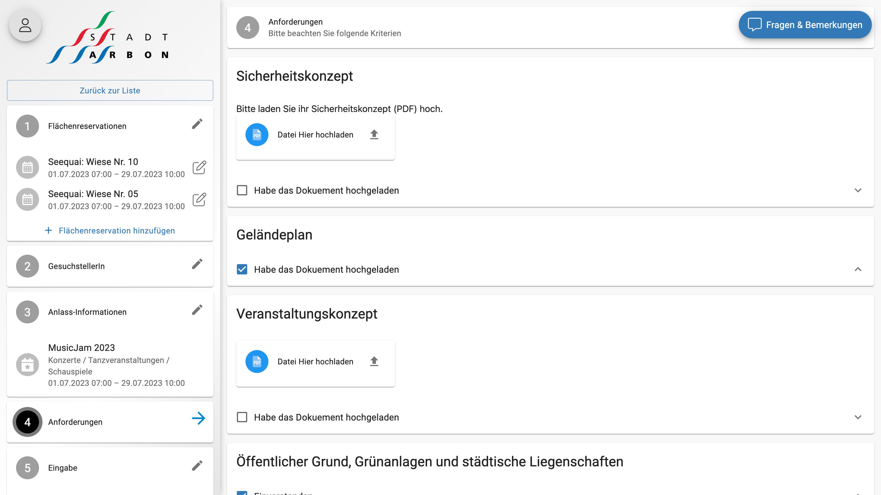Gesuchsteller Dynamische Anforderungen