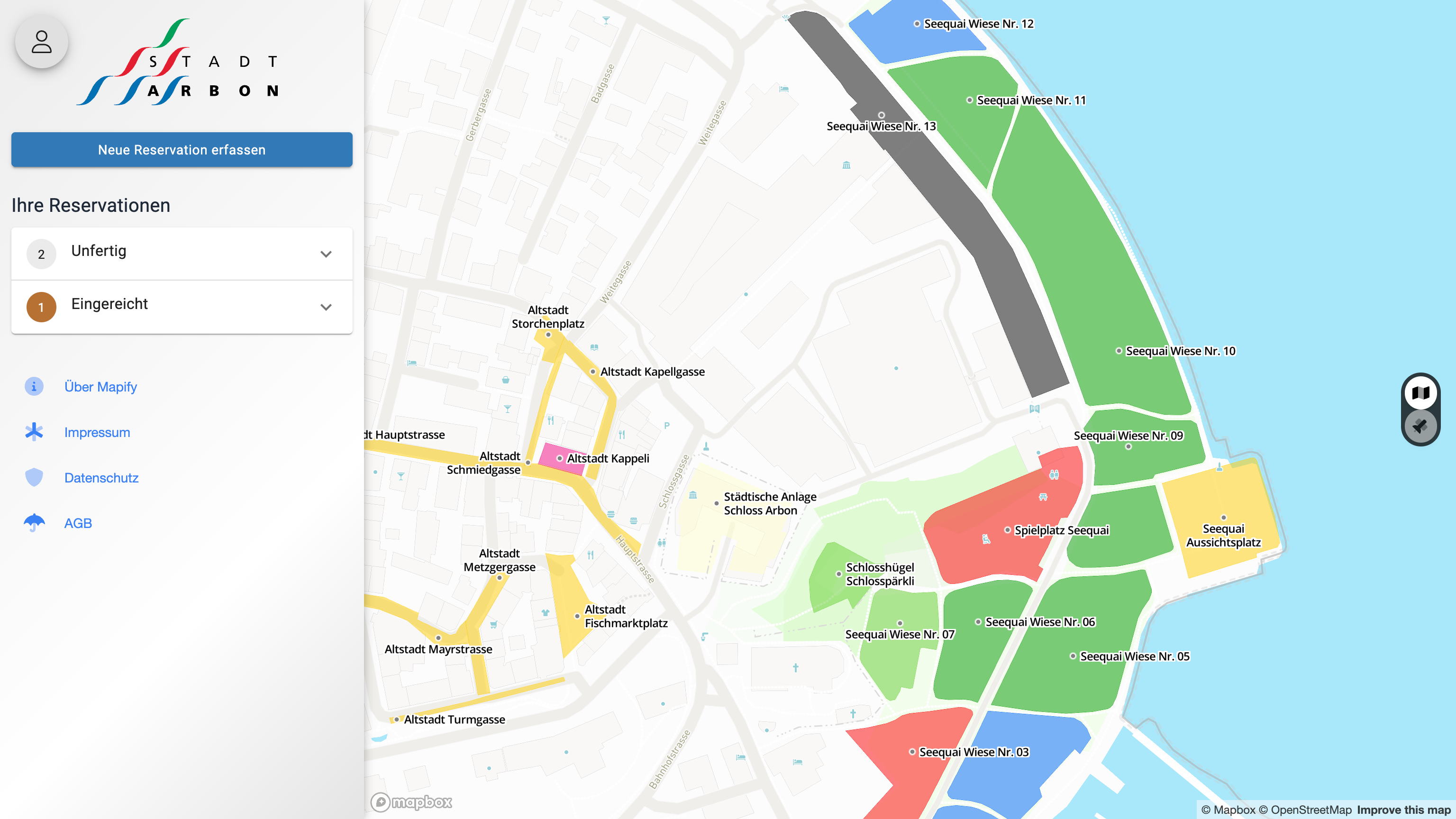 Gesuchsteller Flächen Karte